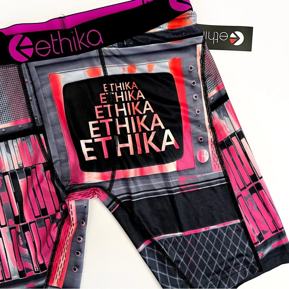 Ethika Boxer Briefs Mens Medium Underwear Retro VHS Tapes Black Pink The Staple